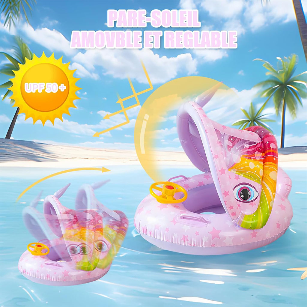 Bouée de natation gonflable pour bébé avec toit et Claxone – عوامة أطفال مع مظلة تنزوت
