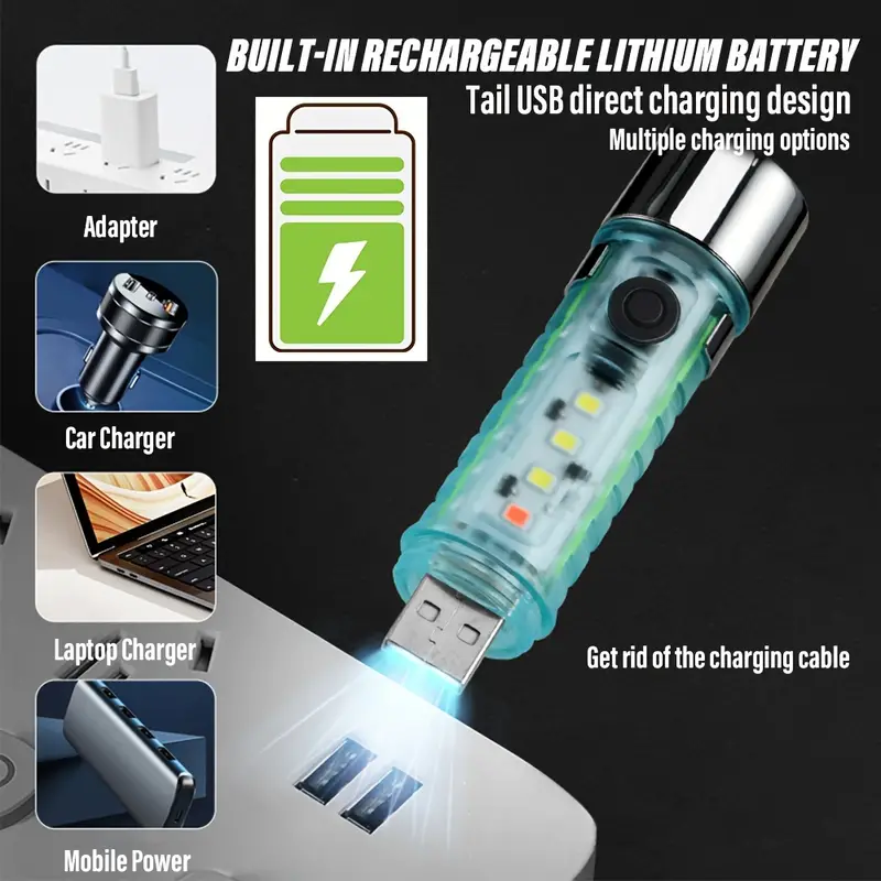 Mini lampe de poche LED multifonction super lumineuse avec aimant ZJ-023 تنزوت