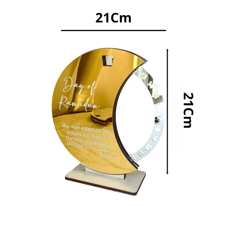 Calendrier rotatif pour compte à rebours du Ramadan , En acrylique effet miroir Grand Format ديكور رزنامة شهر رمضان حجم كبير ذهبي تنزوت