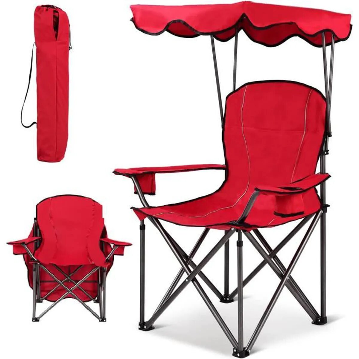 Chaise Longue Pliable Avec Porte Goblet Et Ombrelle تنزوت
