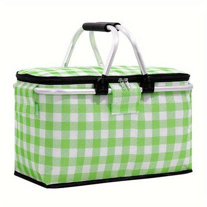 Panier de pique-nique a isolation thermique pliable portable avec couvercle et poignée en aluminium تنزوت