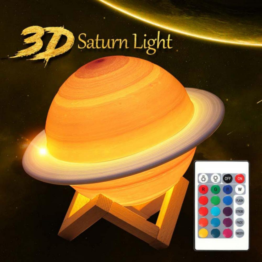 Lampe LED imprimée en 3D saturne - تنزوت