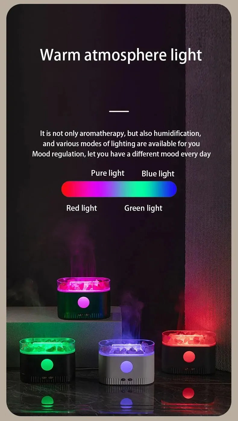 Humidificateur flamme multicolore des huiles essentielles aromatiques en pierre de sel 200ml - موزع روائح الزيوت العطرية باللهب مع صخور الملح الكريستالي 200 مل تنزوت
