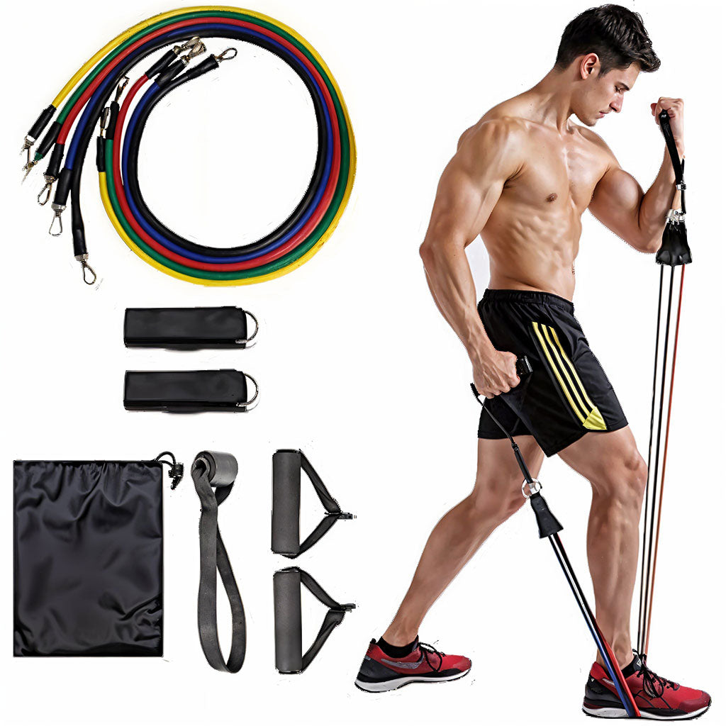 Cordes élastiques de musculation Ensemble de bandes pour sport 11Pcs (5Kg-45Kg) – طقم التدريب المنزلي تنزوت