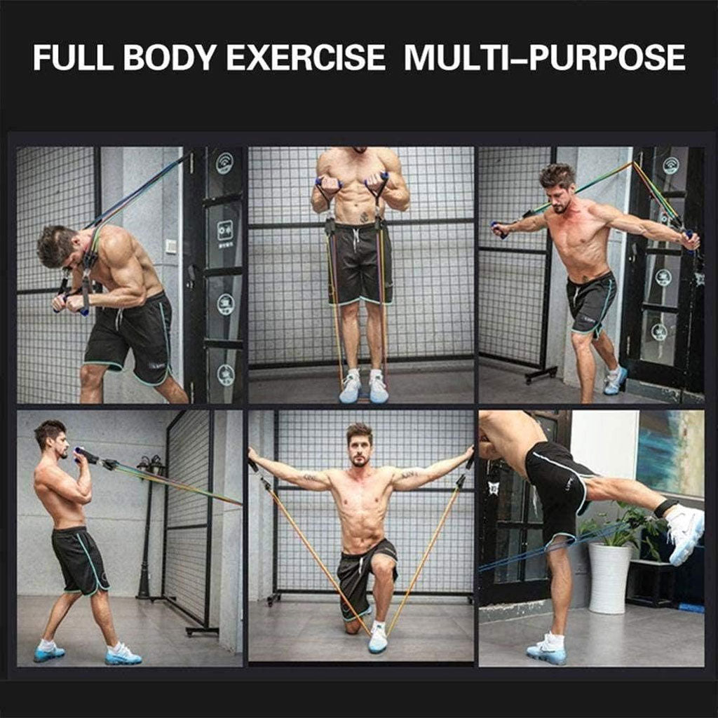 Cordes élastiques de musculation Ensemble de bandes pour sport 11Pcs (5Kg-45Kg) – طقم التدريب المنزلي تنزوت