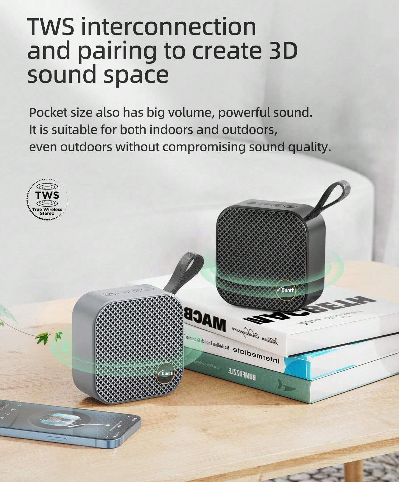 Mini ampli haut parleur sans fil bluetooth, enceinte bluetooth haute fidélité étanch IPX6 5W DUNTH DU-SP073 - تنزوت