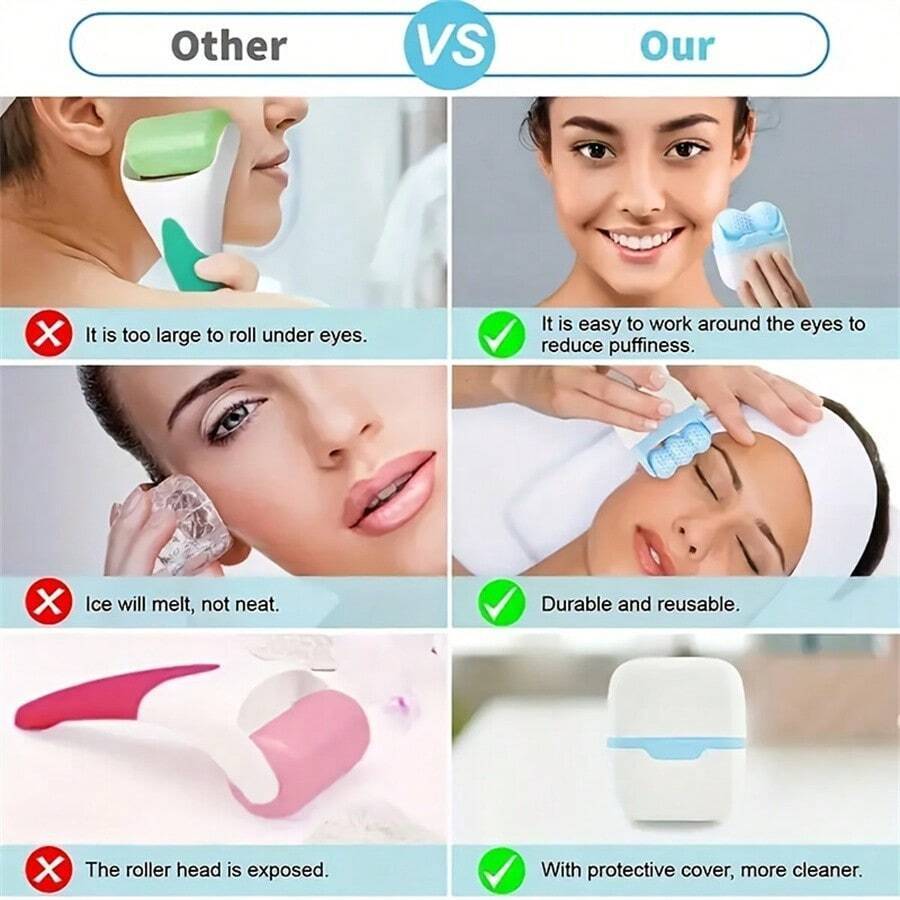 Rouleau de glace pour Massage du visage et des yeux , corps, mésothérapie , refroidissement, soulagement de la douleur تنزوت