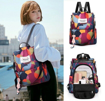 Sac à dos oxford Antivol étanche pour femmes – multicouleur – حقيبة ظهر أكسفورد مقاومة للماء ومضادة للسرقة للنساء تنزوت