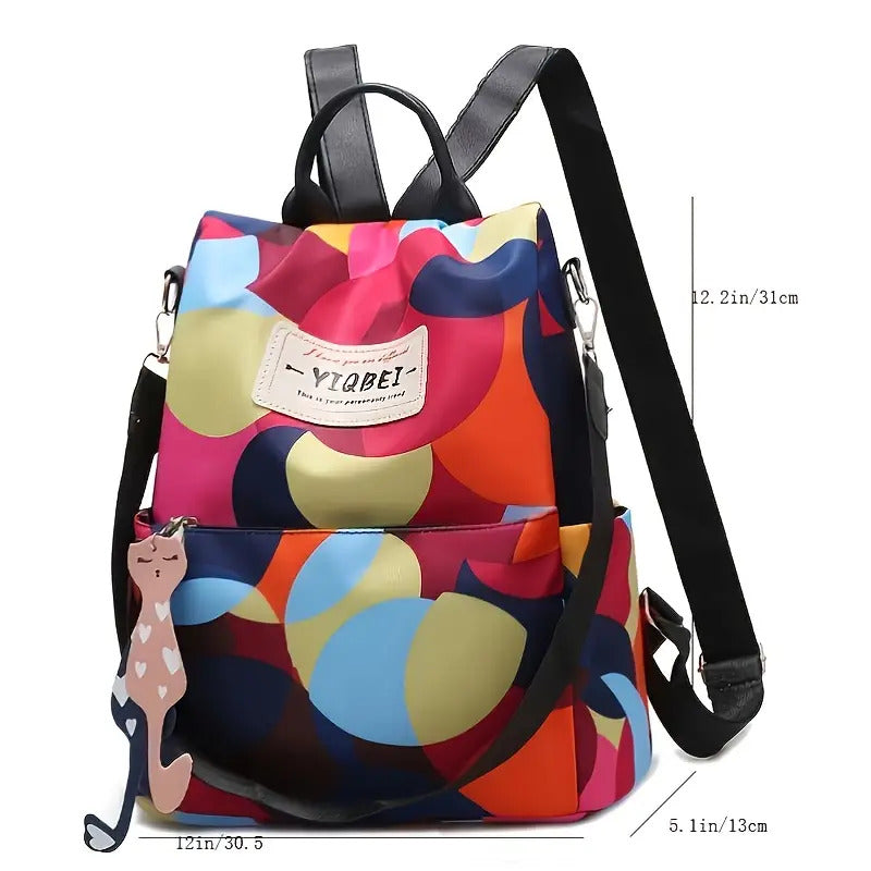 Sac à dos oxford Antivol étanche pour femmes – multicouleur – حقيبة ظهر أكسفورد مقاومة للماء ومضادة للسرقة للنساء تنزوت