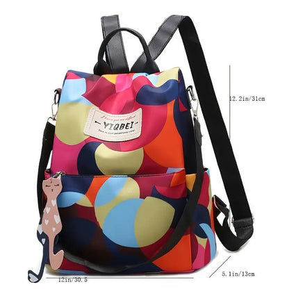 Sac à dos oxford Antivol étanche pour femmes – multicouleur – حقيبة ظهر أكسفورد مقاومة للماء ومضادة للسرقة للنساء تنزوت