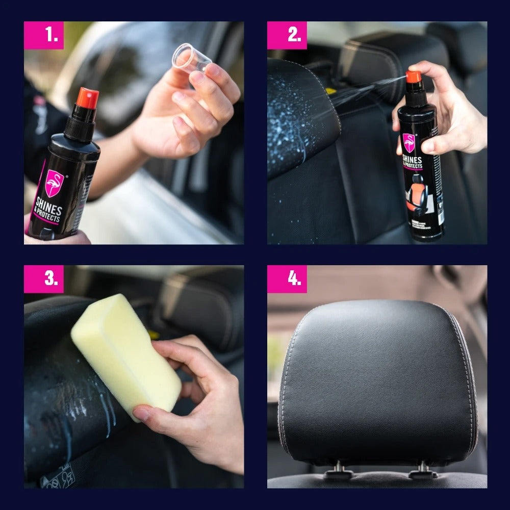 FLAMINGO Brillance ET Protection Intérieure pour Voitures 295 ml – منظف مقاعد الجلدية للسيارات تنزوت