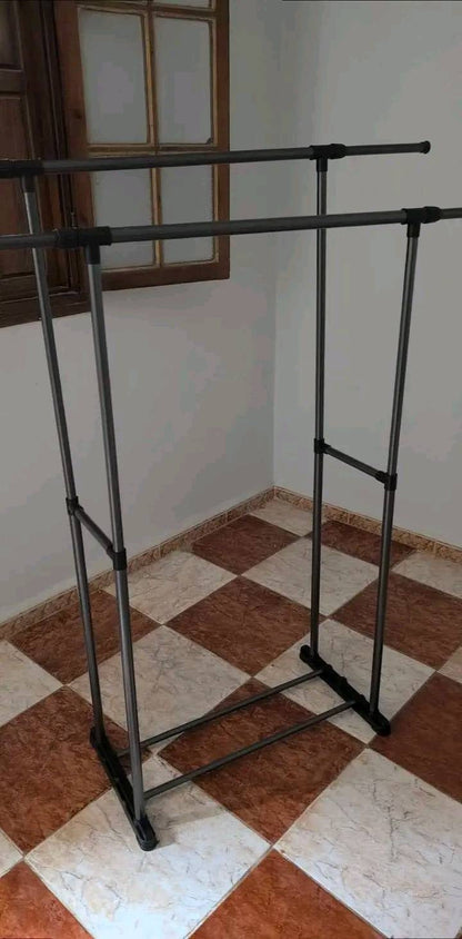 Penderie Mobile Double Barres Extensible Hauteur réglable avec 4 Roulettes V6 تنزوت