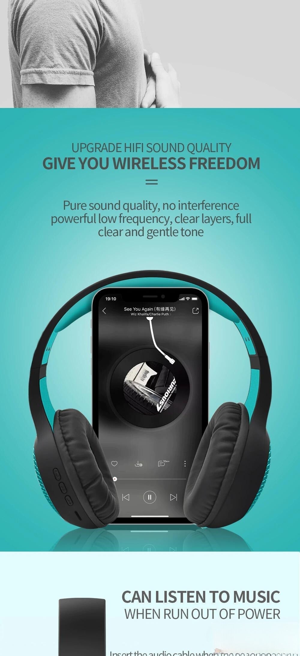 Casque Bluetooth sans fil stéréo Hifi , microphone intégré, Souple DUNTH DU-B130 - تنزوت