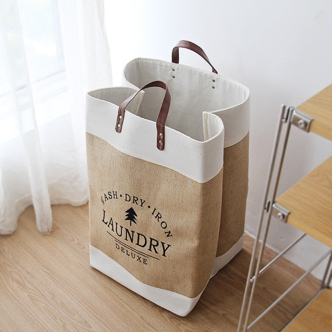 Grand panier à linge pliable en tissu domestique, rangement pour vêtements et jouets, grande capacité تنزوت
