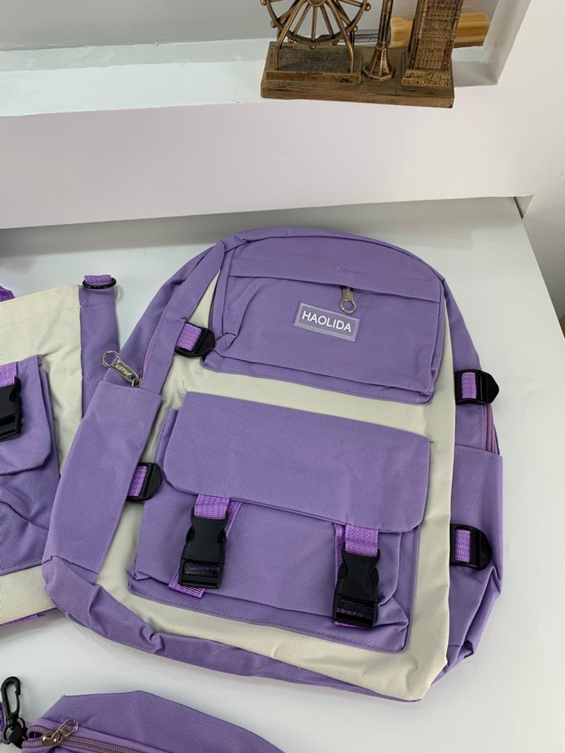 Ensemble de sacs d’école Kawai pour adolescents 4Pcs HAOLIDA V2 Mauve – محفظة 4 قطع كاواي بنفسجي تنزوت