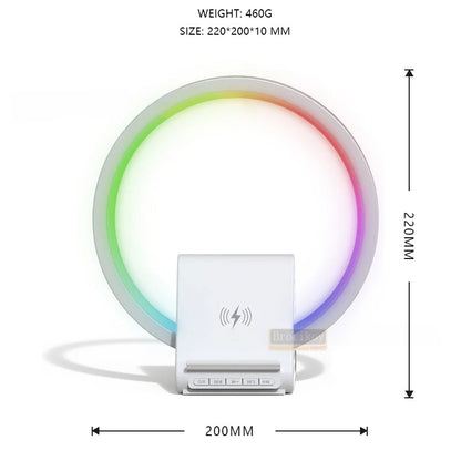 Lampe de chevet avec chargeur sans fil, haut-parleurs Bluetooth rechargeables support de charge rapide, 15W BT-256 - تنزوت