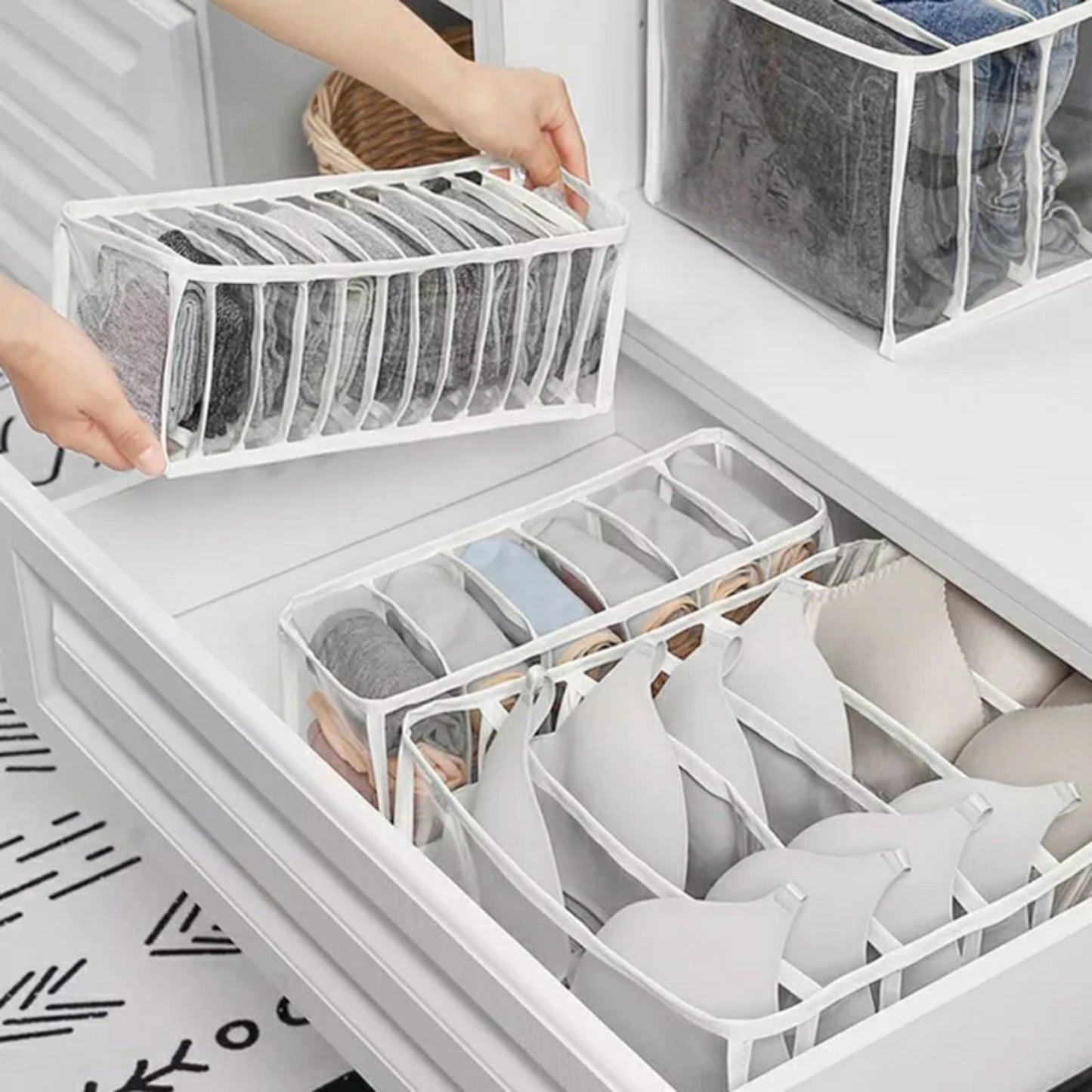 Organisateur de Sous-Vêtement Transparent 3PCS dans Tiroirs تنزوت
