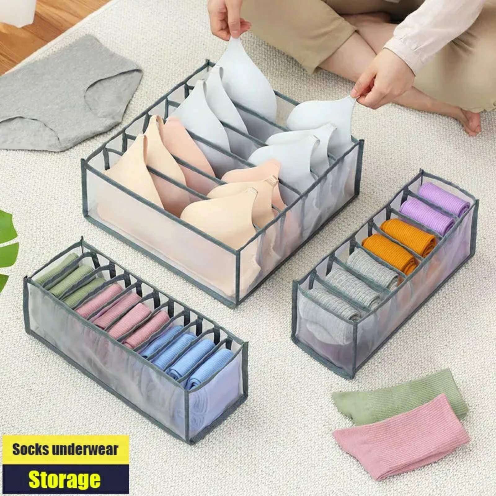 Organisateur de Sous-Vêtement Transparent 3PCS dans Tiroirs تنزوت