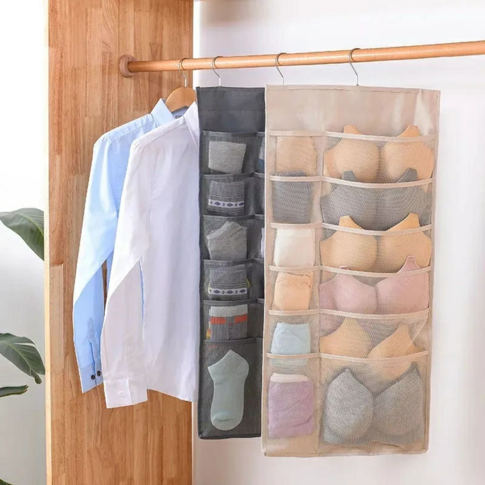 Organisateur de sous-vêtements multi-poches Double face suspendu de chaussettes de soutien-gorge تنزوت