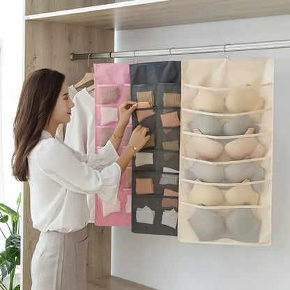 Organisateur de sous-vêtements multi-poches Double face suspendu de chaussettes de soutien-gorge تنزوت