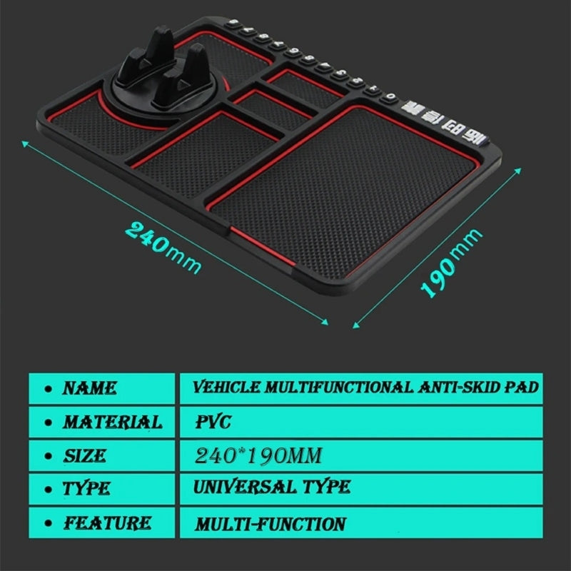Support de téléphone antidérapant 4en1 Multifonctionnel en Silicone pour Tableau de Bord de Voiture - حامل هاتف لوحة سيارة من السيليكون متعدد الوظائف - تنزوت