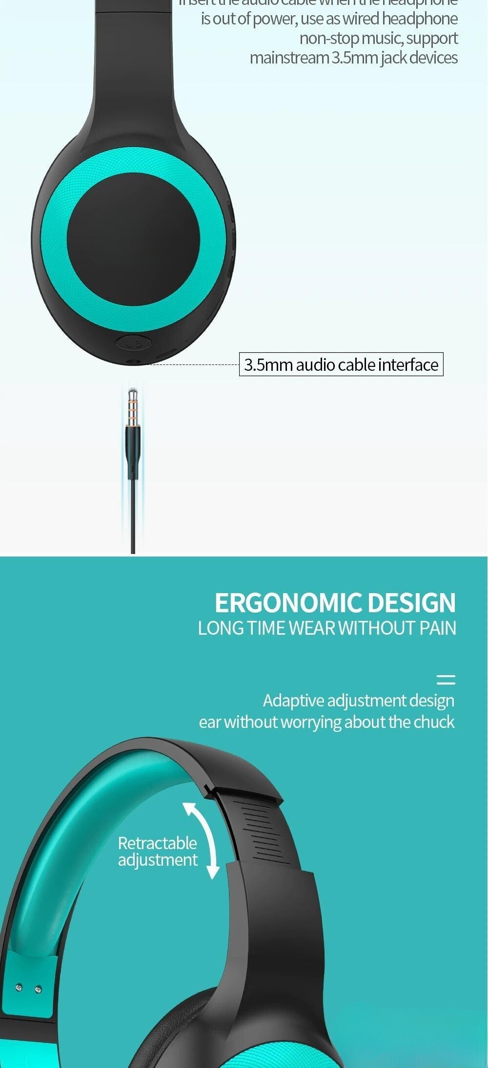 Casque Bluetooth sans fil stéréo Hifi , microphone intégré, Souple DUNTH DU-B130 - تنزوت