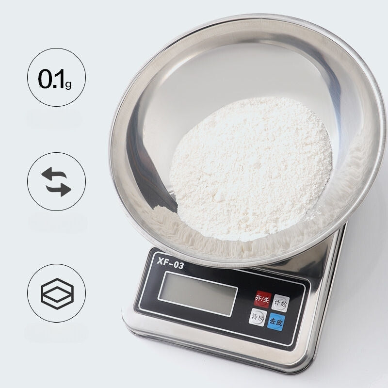 Balance de cuisine haute précision numérique avec bol en acier inoxydable, 5 kg / 1 g avec écran LCD تنزوت