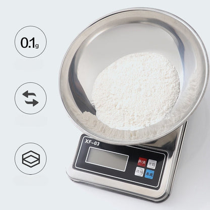 Balance de cuisine haute précision numérique avec bol en acier inoxydable, 5 kg / 1 g avec écran LCD تنزوت