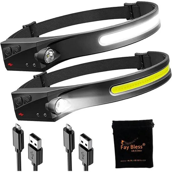 Lampe frontale 6000LM COB à Induction Rechargeable 5 Modes تنزوت