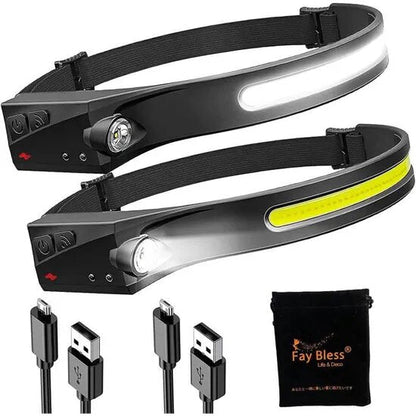 Lampe frontale 6000LM COB à Induction Rechargeable 5 Modes تنزوت