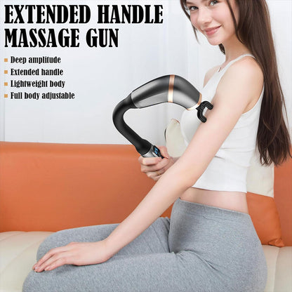Pistolet de massage poignée allongée avec 4 têtes, 3 modes et 6 niveaux – جهاز تدليك الجسم تنزوت