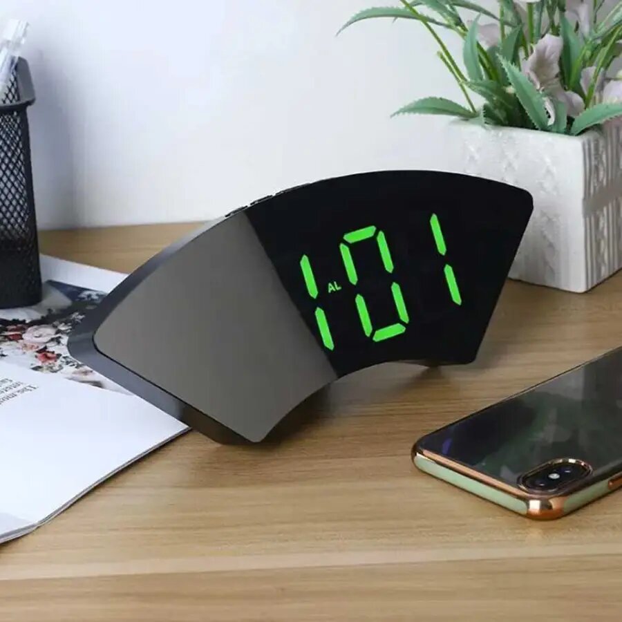 Horloge numérique miroir grand écran pour chambre à coucher - تنزوت