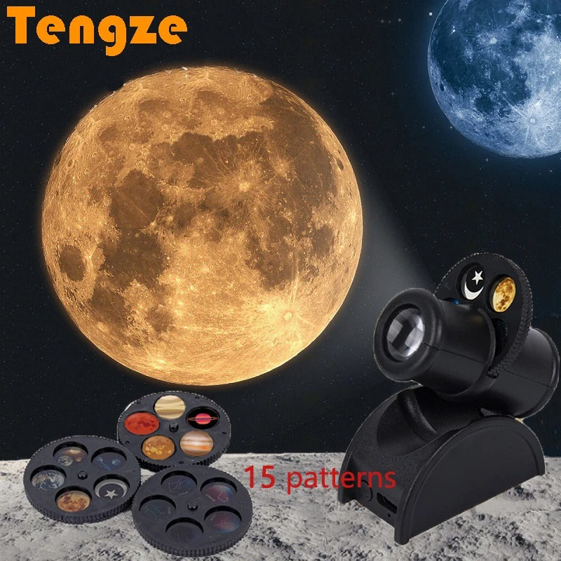 Lampe de projection de ciel étoilé avec 15 motifs – مصباح عرض القمر تنزوت