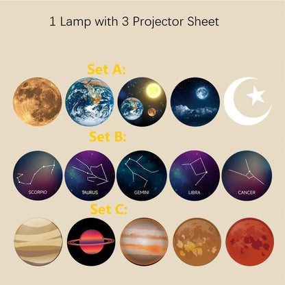 Lampe de projection de ciel étoilé avec 15 motifs – مصباح عرض القمر تنزوت