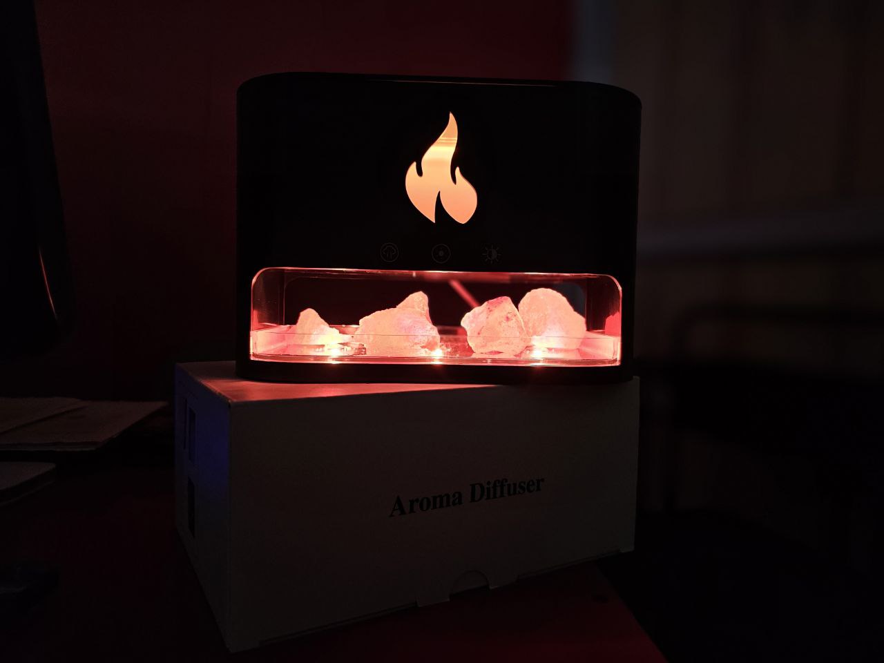 Diffuseur d'huiles essentielles flamme avec des roches de sel de cristal 250ML - موزع روائح الزيوت العطرية باللهب مع صخور الملح الكريستالي 250 مل تنزوت