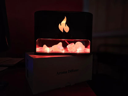 Diffuseur d'huiles essentielles flamme avec des roches de sel de cristal 250ML - موزع روائح الزيوت العطرية باللهب مع صخور الملح الكريستالي 250 مل تنزوت