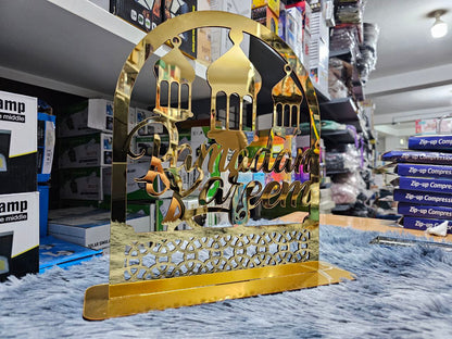 Ornements en acrylique Ramadan Kareem, lanterne étoile de lune dorée, décorations pour la maison زينة رمضان كريم أكريليك، فانوس نجمة القمر الذهبي تنزوت