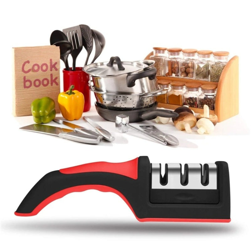 Aiguisoir de couteaux a 3 étapes en acier diamant enduit de céramique , outils d’affûtage de cuisine تنزوت