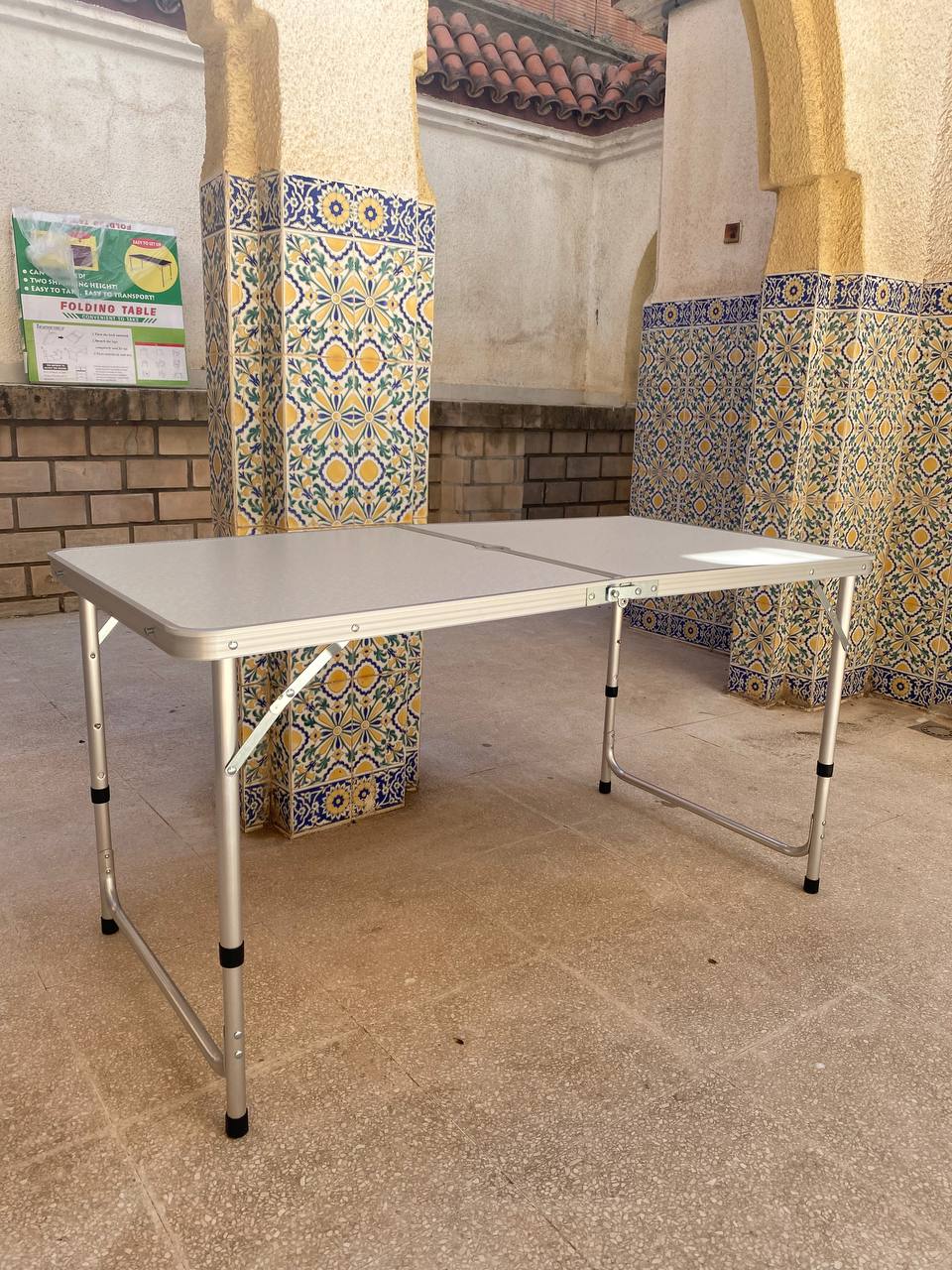 Table pliante valise Portable en métal aluminium 120 x 60 x 70 cm تنزوت