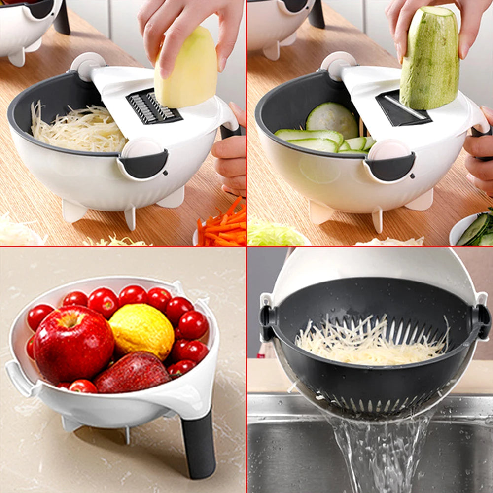 Pot Coupe-Légumes 9in1 Multifonction Avec Panier De Vidange + Éplucheur V2 تنزوت