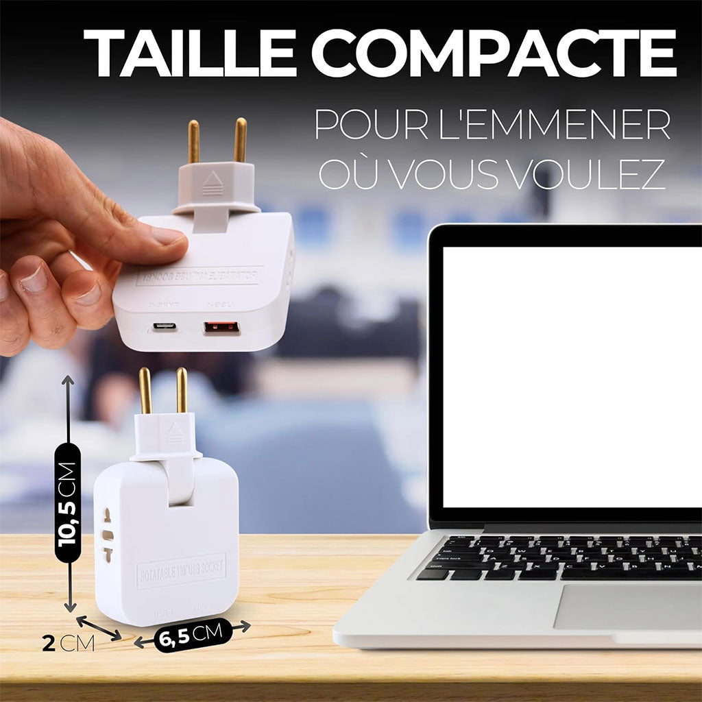 Pack 2 Multiprise Murale Plate Derrière Meuble avec USB – مقبس طاقة تنزوت