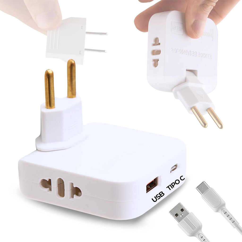 Pack 2 Multiprise Murale Plate Derrière Meuble avec USB – مقبس طاقة تنزوت