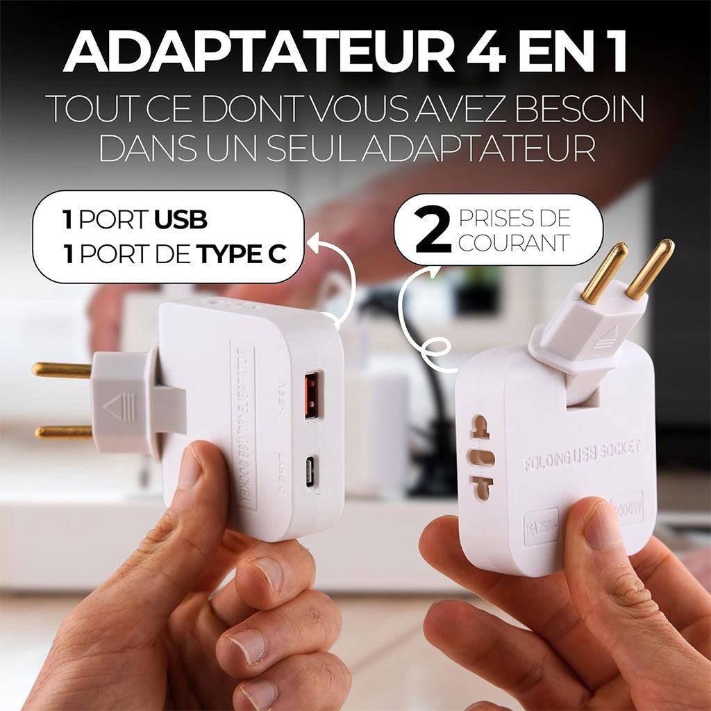 Pack 2 Multiprise Murale Plate Derrière Meuble avec USB – مقبس طاقة تنزوت