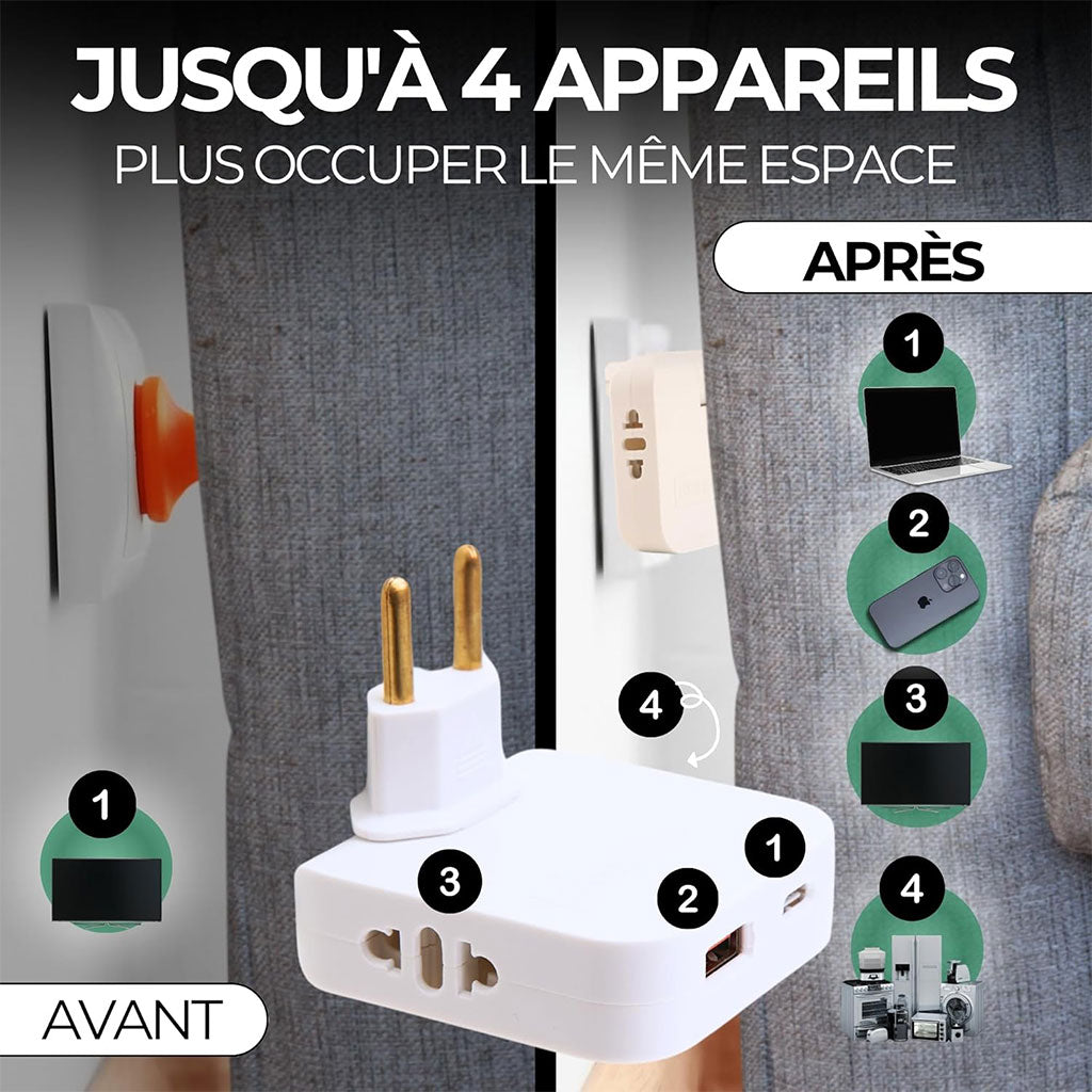 Pack 2 Multiprise Murale Plate Derrière Meuble avec USB – مقبس طاقة تنزوت