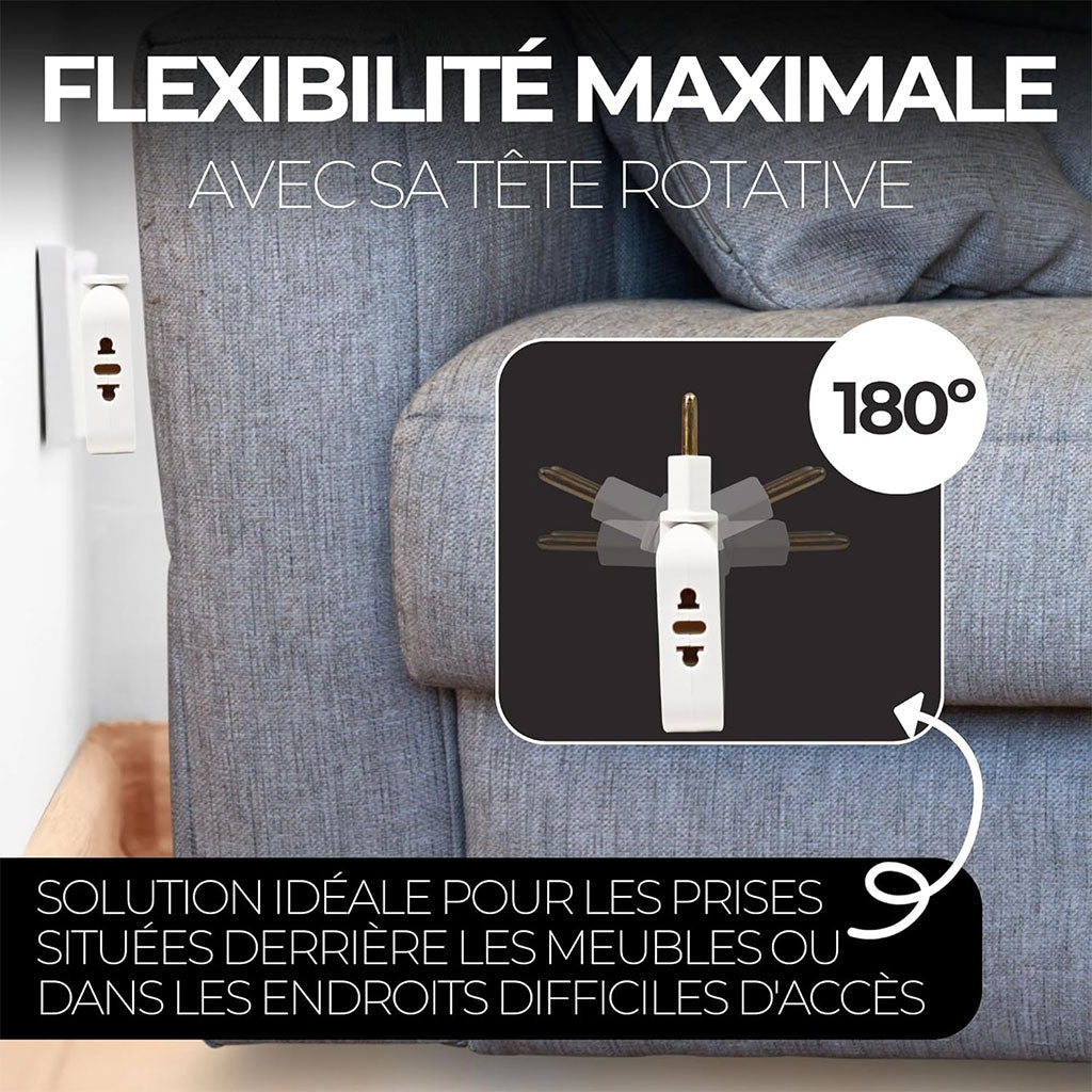 Pack 2 Multiprise Murale Plate Derrière Meuble avec USB – مقبس طاقة تنزوت
