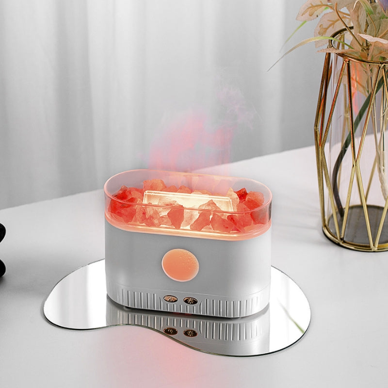 Humidificateur flamme multicolore des huiles essentielles aromatiques en pierre de sel 200ml - موزع روائح الزيوت العطرية باللهب مع صخور الملح الكريستالي 200 مل تنزوت