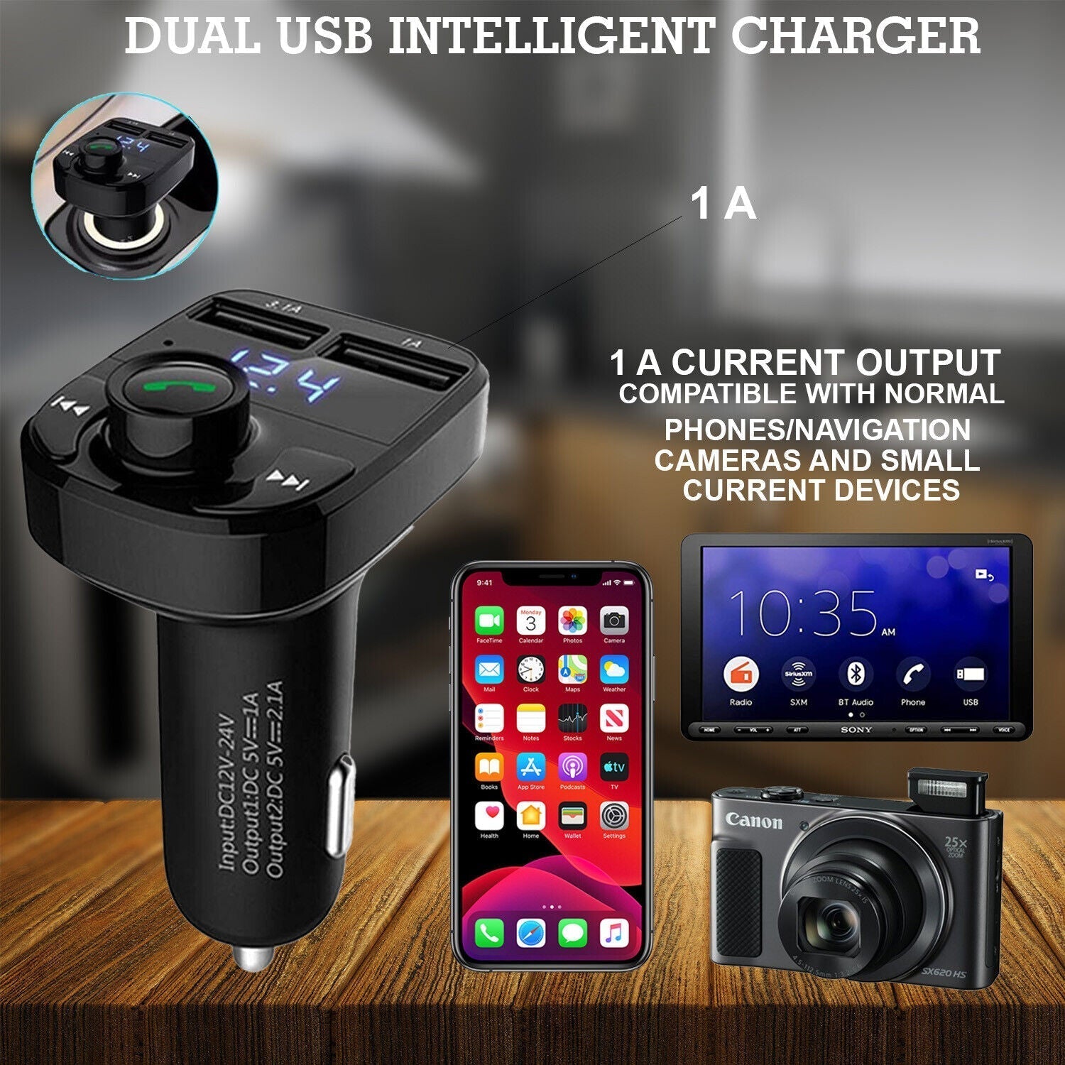Car X8 Wireless Bluetooth FM Transmitter Kit USB Fast Charger Adapter Mp3 Player - تنزوت