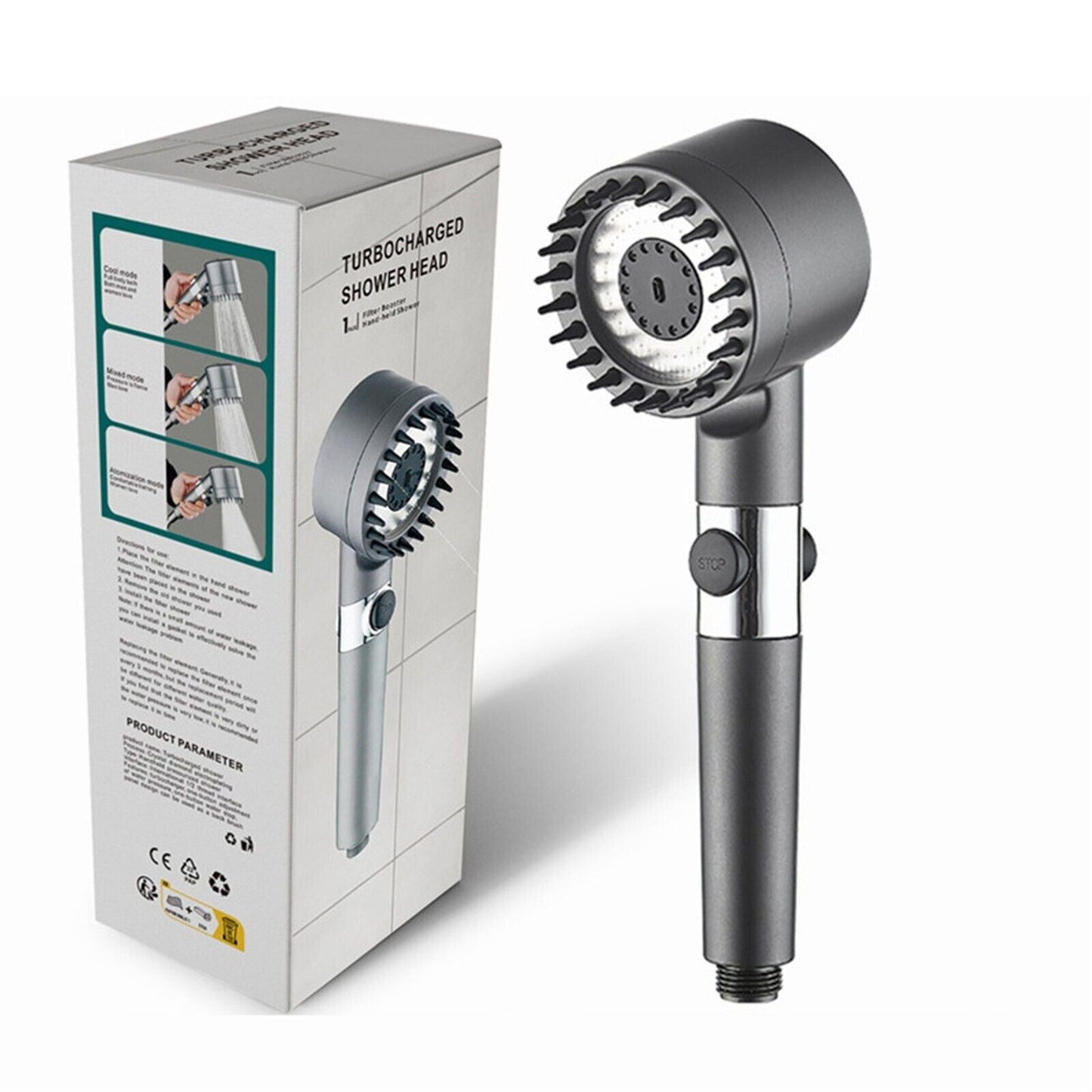 Pommeau de douche haute pression réglable avec filtre, 3 modes, économie d'eau تنزوت
