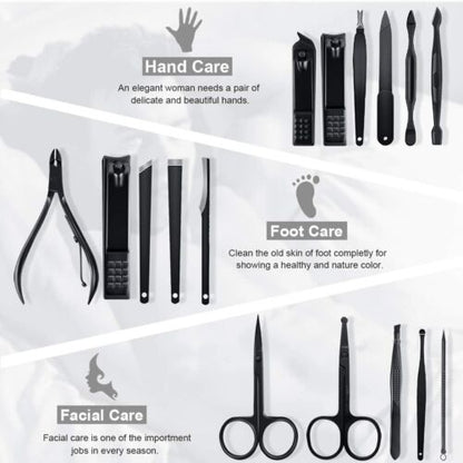 Ensembles 16 pcs de coupe-ongles professionnels en acier inoxydable تنزوت