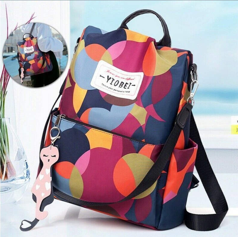 Sac à dos oxford Antivol étanche pour femmes – multicouleur – حقيبة ظهر أكسفورد مقاومة للماء ومضادة للسرقة للنساء تنزوت